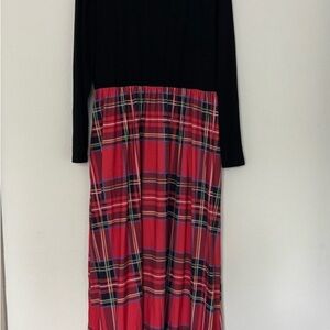 Holiday Black Red Plaid Maxi Dress Like New Final Sale